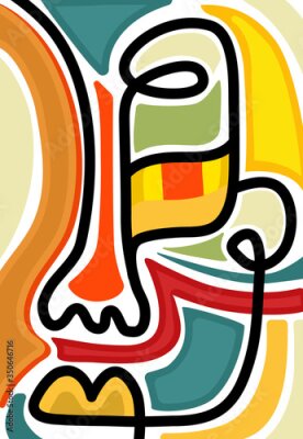 Sticker Een kleurrijk portret van een kubistisch meisje