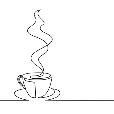 Een kopje koffie dampende eenvoudige afbeelding