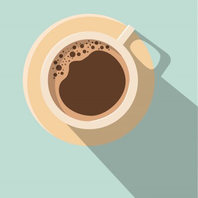 Sticker Een kopje koffie van bovenaf gezien