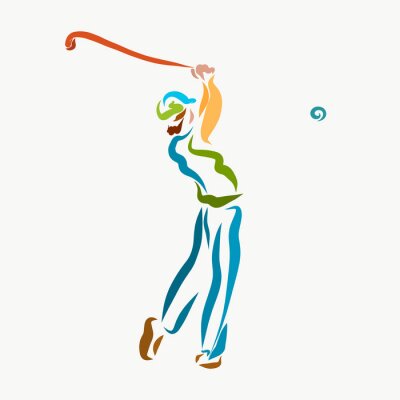 Sticker Een man met een golfclub, golfen