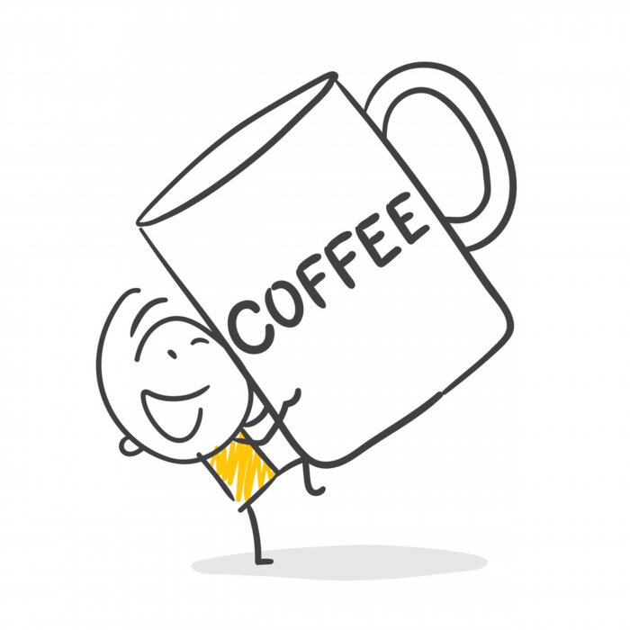 Sticker Een man met een grote kop koffie