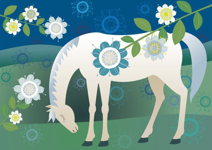 Sticker Een merrie met grijze manen