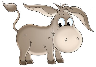 Sticker Een mooie ezel met een grote kop