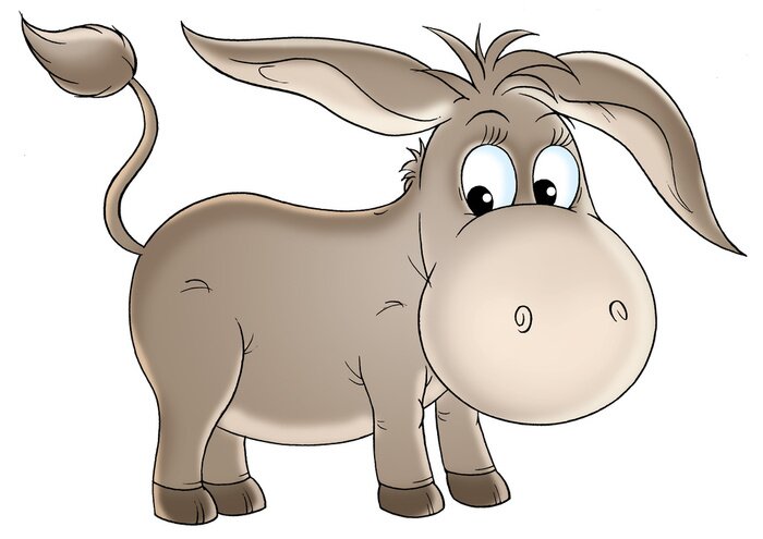 Sticker Een mooie ezel met een grote kop