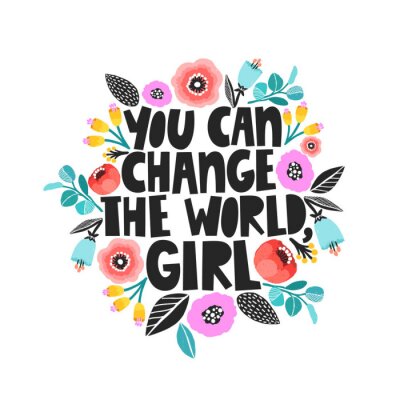 Sticker Een motiverende slogan geschreven in floristische afbeeldingen