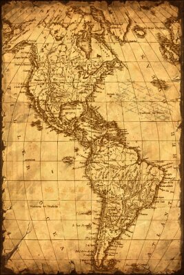 Fotobehang Een oude kaart van Amerika met een retrogevoel