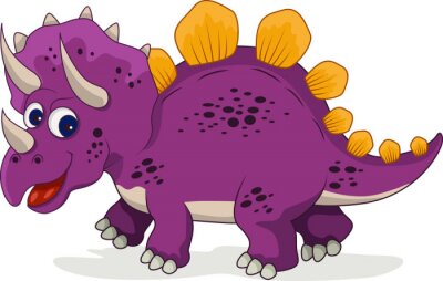 Een paarse triceratops dinosaurus met een stekelige rug