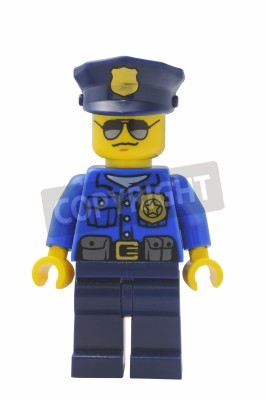 Sticker Een politieagent met bril LEGO figuur