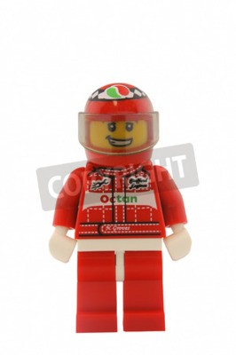 Sticker Een rallyrijder met een LEGO figuur met een helm op
