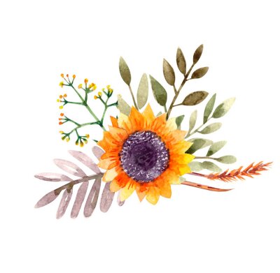 Sticker Een schilderij met een zonnebloem