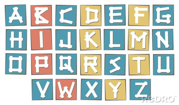 Sticker Een set letters op gekleurd karton