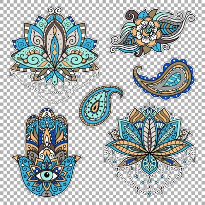 Sticker Een set stickers op het oostelijke thema