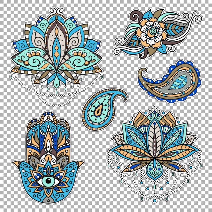 Sticker Een set stickers op het oostelijke thema