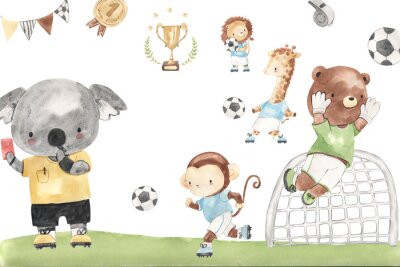 Sticker Een sprookjesachtige voetbalwedstrijd