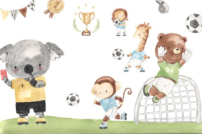 Sticker Een sprookjesachtige voetbalwedstrijd