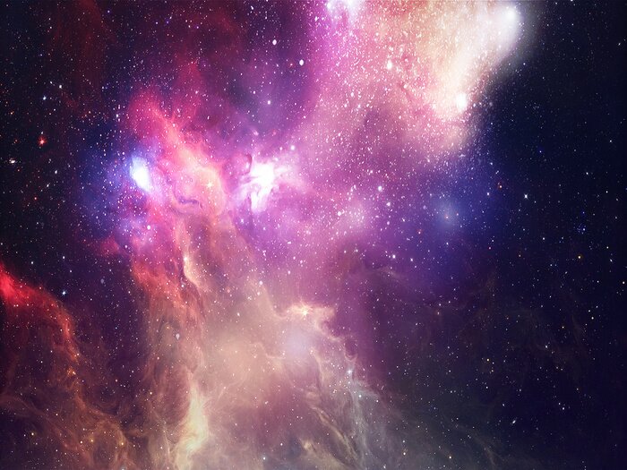 Sticker Een sterrenstelsel vol roze-paars-rode sterren