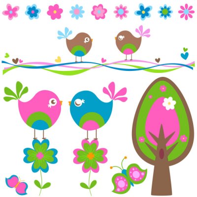 Sticker Een verzameling kleurrijke afbeeldingen geïnspireerd door de natuur