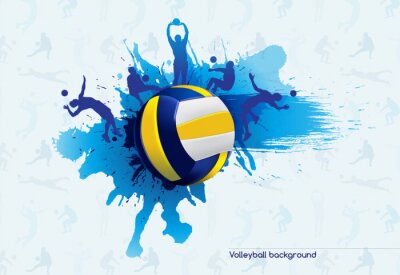Sticker Een volleybal in een dynamisch schot