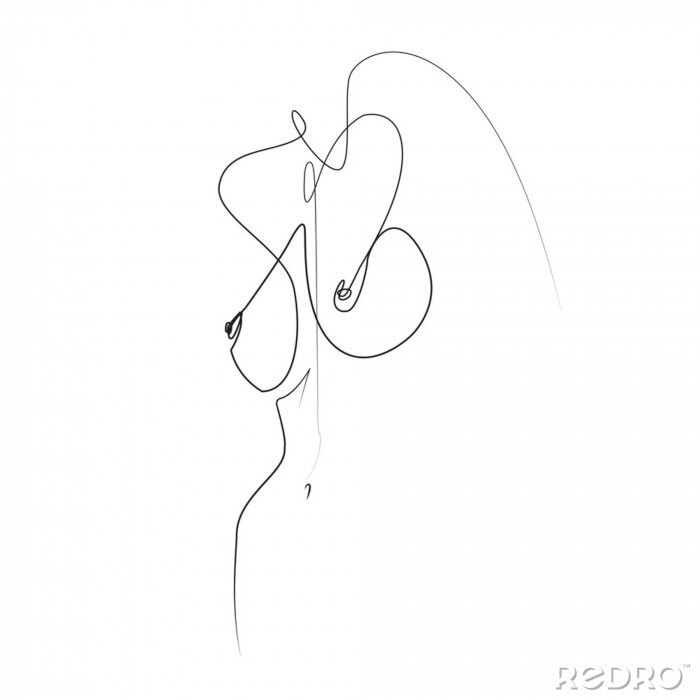 Sticker Een vrouwelijk lichaam getekend met één lijn