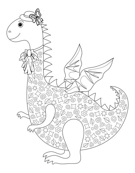 Sticker Een zwart-witte draak met een lichaam met een patroon