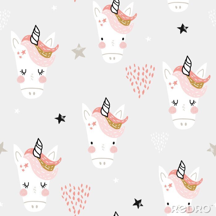 Sticker Eenhoorns in Scandinavische stijl