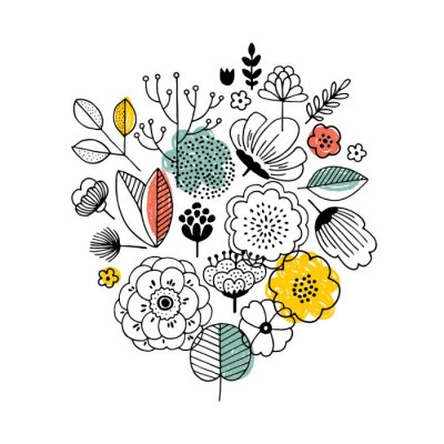 Sticker Eenvoudige afbeeldingen met bloemen
