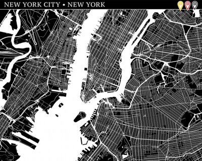 Sticker Eenvoudige kaart van New York City, New York
