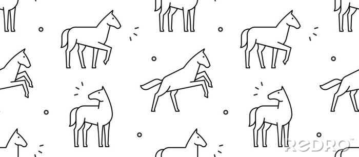 Sticker eenvoudige tekeningen van paarden op een witte achtergrond