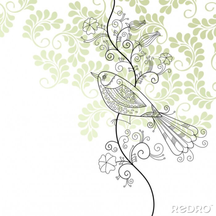 Sticker elegante bloemen illustratie, wenskaart