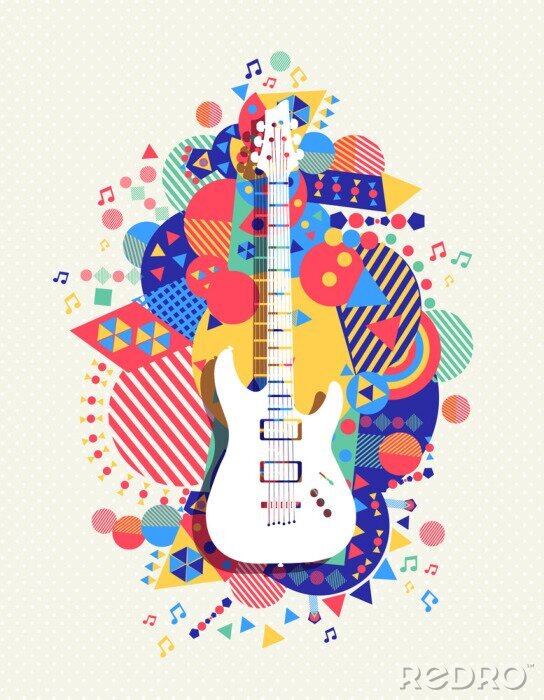 Sticker Elektrische gitaar icoon concept muziek kleur vorm
