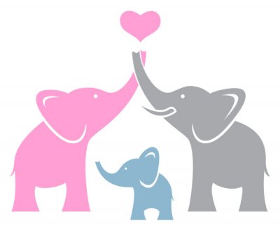 Sticker Elephant family. Symbol or logo
