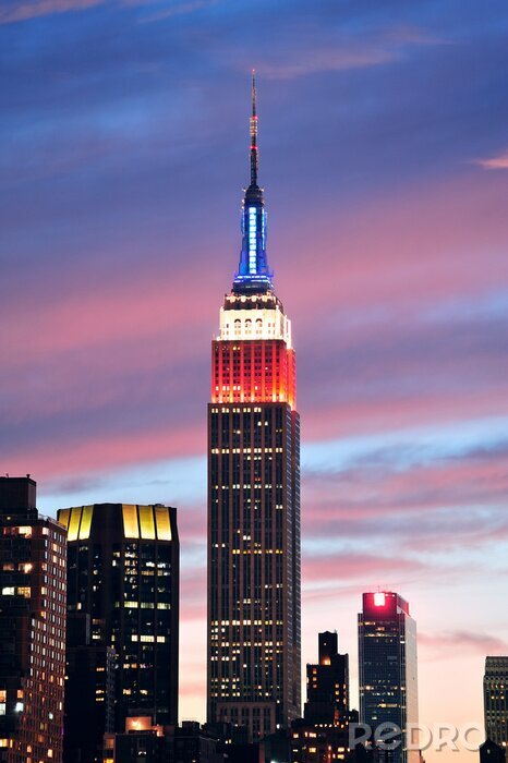 Sticker Empire State Building in de roze lucht