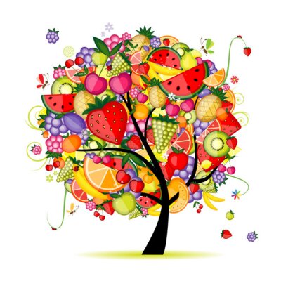Sticker Energie fruit boom voor uw ontwerp