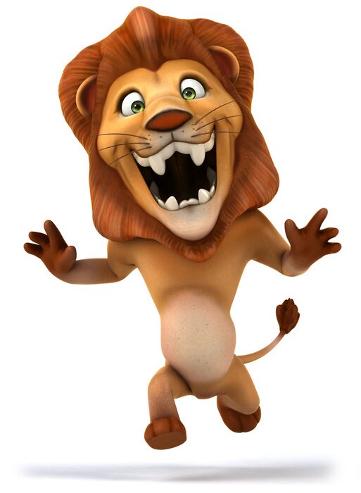 Sticker Energieke leeuw op witte achtergrond