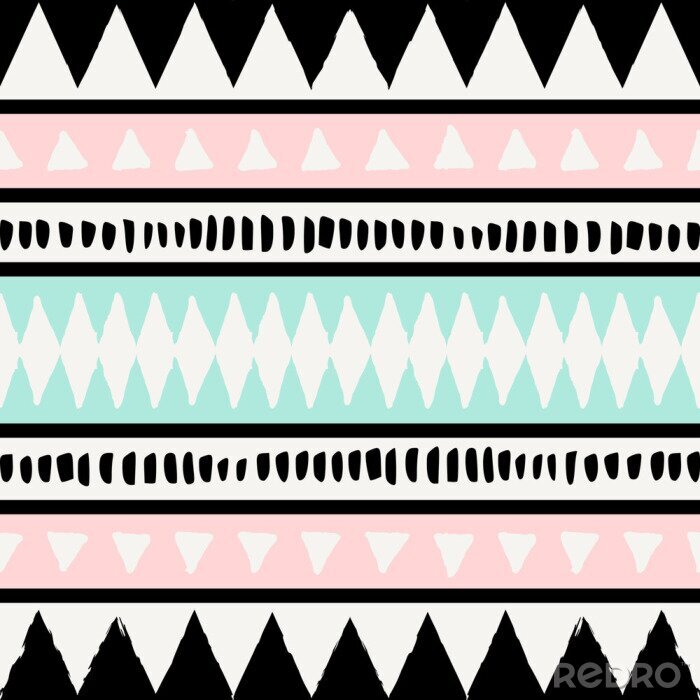 Sticker Etnisch patroon met strepen en geometrische vormen