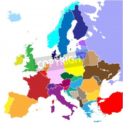 Sticker europe map (country border) 