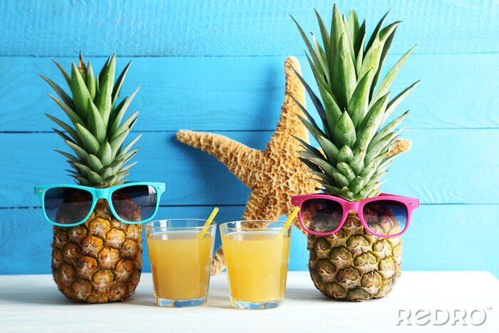 Sticker Exotische ananas in zonnebril