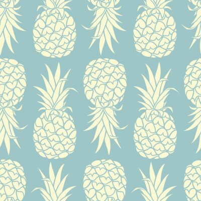 Sticker Exotische ananas op een blauwe achtergrond