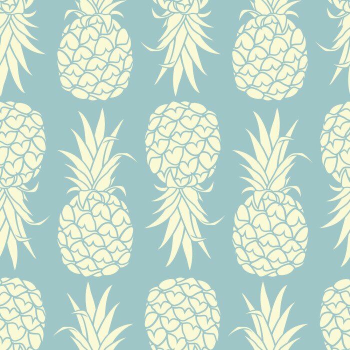 Sticker Exotische ananas op een blauwe achtergrond