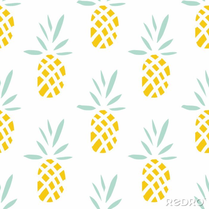 Sticker Exotische ananas op een witte achtergrond