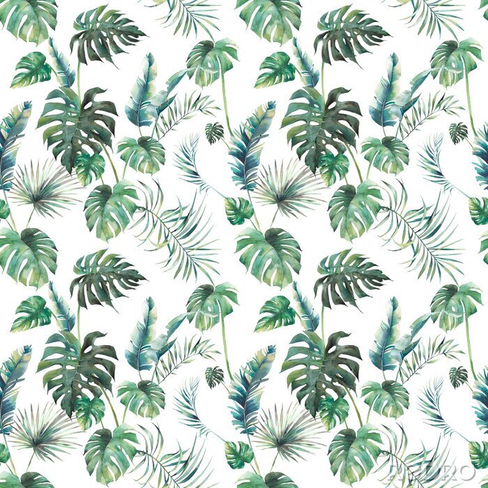 Sticker Exotische aquarel met vegetatie