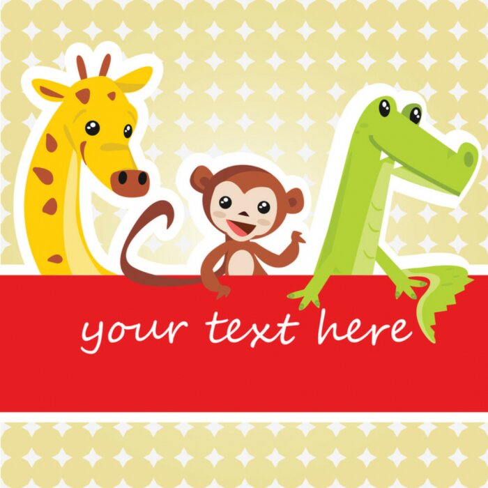 Sticker Exotische dieren boven de rode streep met de inscriptie