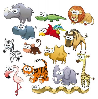Sticker Exotische dierentekeningen met grote ogen