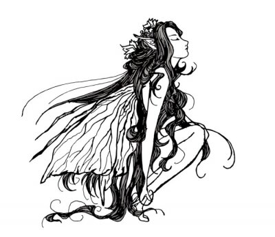 Sticker Fairy fairy sketch in fantasieklimaten
