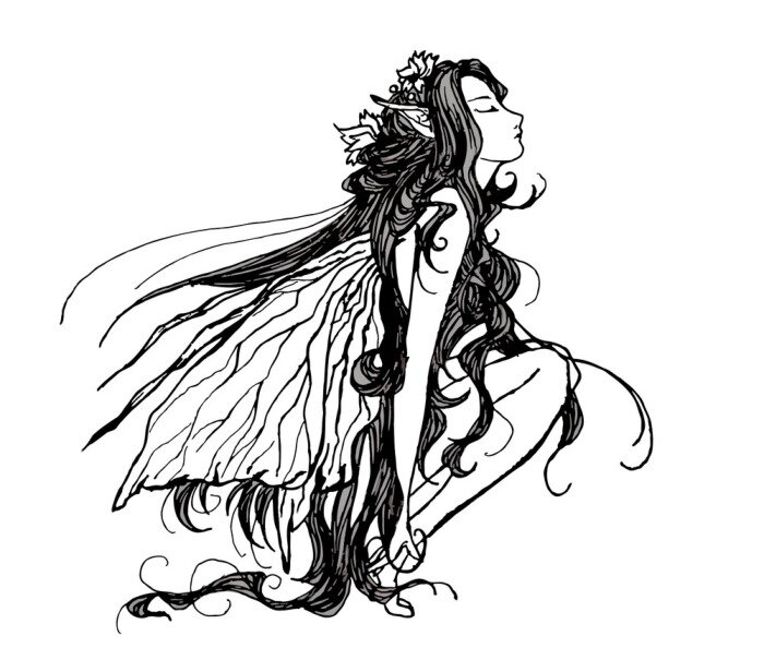 Sticker Fairy fairy sketch in fantasieklimaten