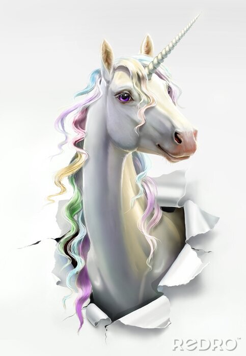 Sticker Fantasie sprookjesachtige eenhoorn