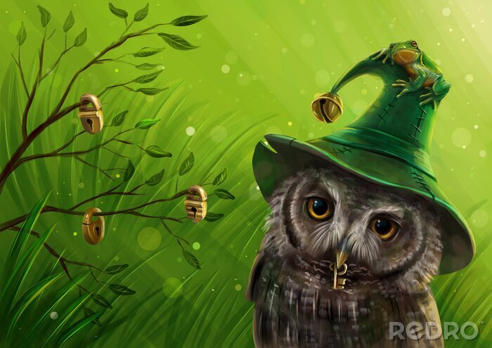 Sticker Fantastische uilenvogel