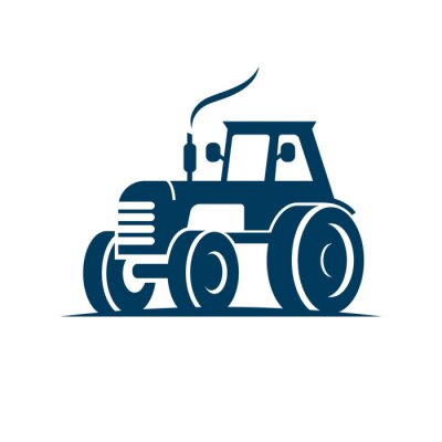 Sticker farm tractor emblem icon logo isolated on white