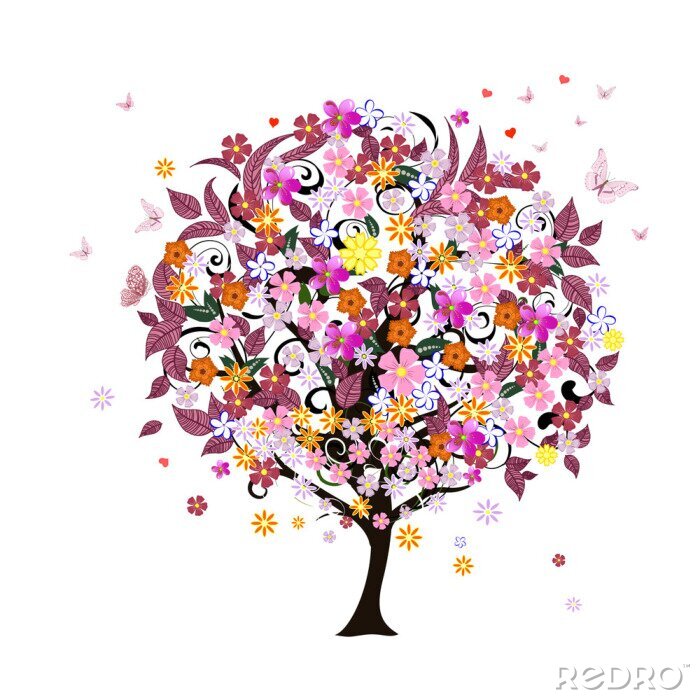 Sticker Feestelijke romantische boom