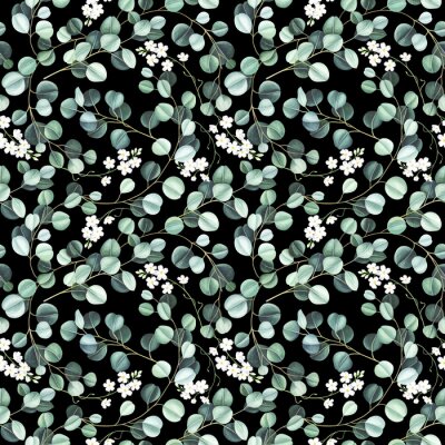 Sticker Fijne bladeren op een zwarte achtergrond